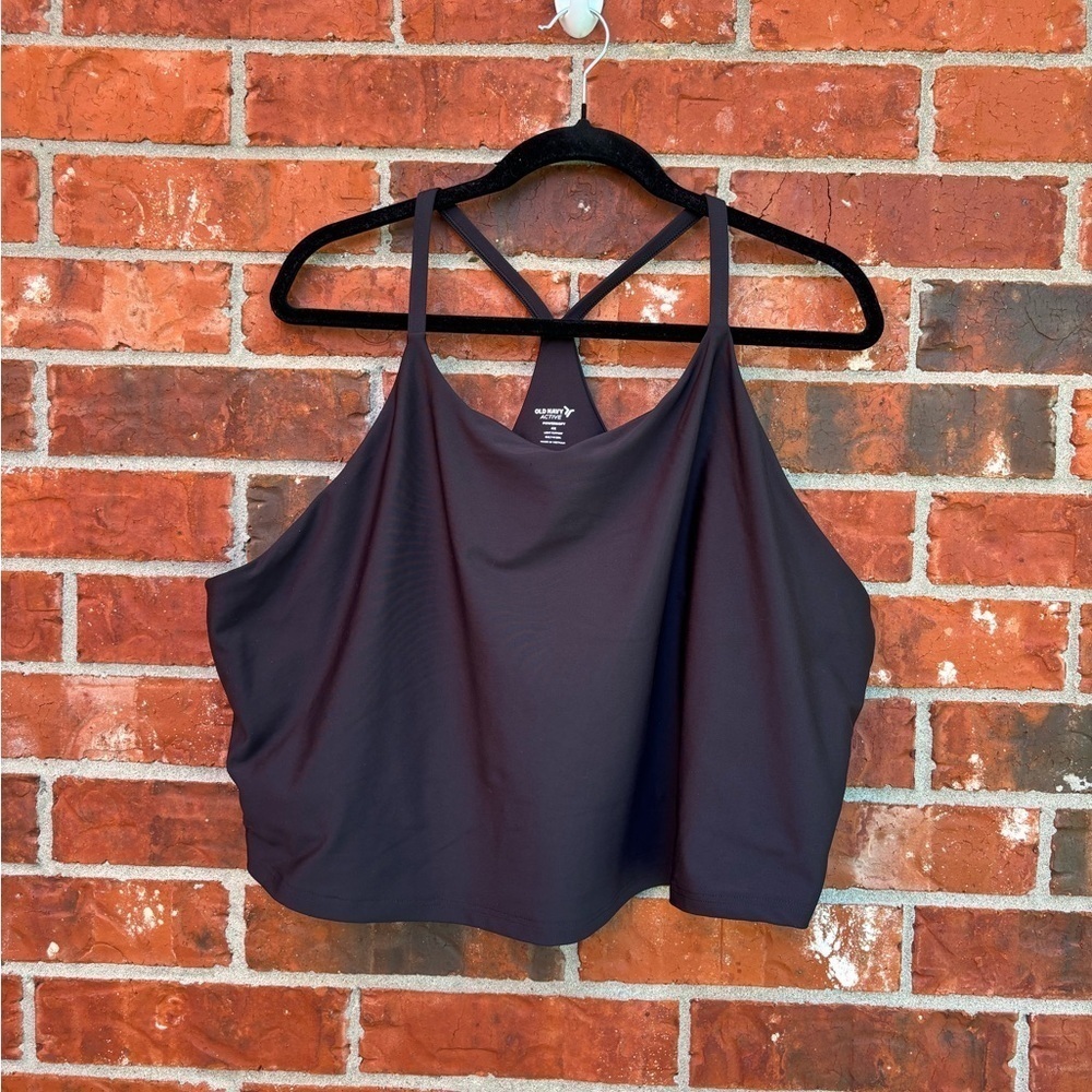 Old Navy Womens 4X Black Powersoft Sports Bra Cropped Tank Racerback